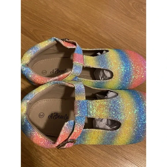 Brand New A Bear‎ Co Girls Sparkle Slip On Shoe Birkenstock Like Look Size 3 - Picture 2 of 12